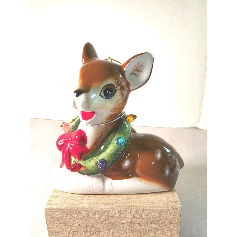 New Rudolph Mr. Christmas Ceramic Ornament Light Up 5.5